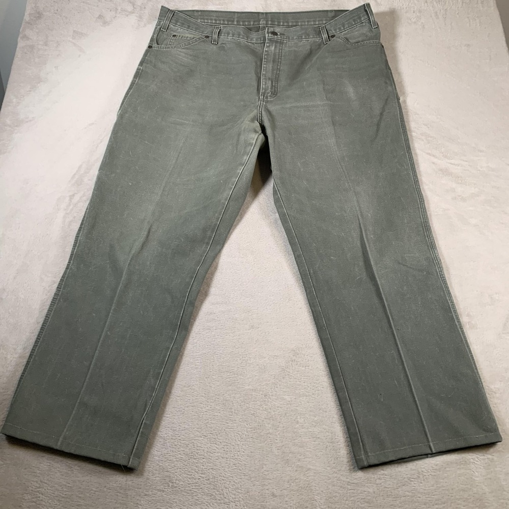 Dickies Work Pants Mens 42x34(42x30) Green Relaxed Carpenter Utility Heavyweight
